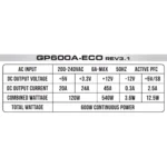 منبع تغذیه گرین مدل GP600A-ECO