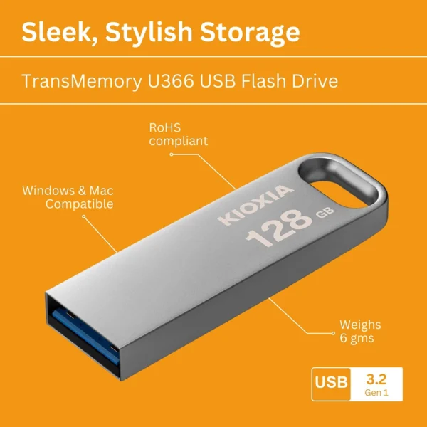 فلش مموری کیوکسیا مدل U366 USB 3.2 ظرفیت 128GB