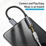 مبدل USB-C به جک 3.5 میلیمتری AUX باسئوس متصل به گوشی برای استفاده با هدفون