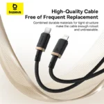 کابل لایتنینگ باسئوس مدل USB-C Dura 20W 1m Gold