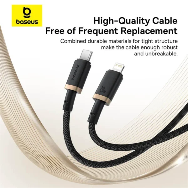 کابل لایتنینگ باسئوس مدل USB-C Dura 20W 1m Gold