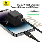 کابل لایتنینگ باسئوس مدل USB-C Dura 20W 1m Gold