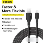 کابل شارژ لایتنینگ باسئوس مدل Pudding Type-C Cluster Black