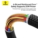 کابل لایتنینگ باسئوس مدل USB-C Dura 20W 1m Gold