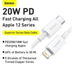 کابل تبدیل USB-C به لایتنینگ باسئوس مدل Superior Series 20W طول 1.5 متر