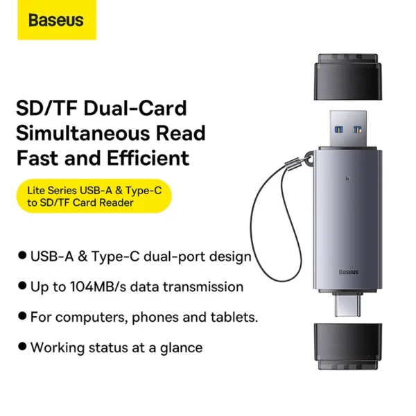 رم ریدر باسئوس مدل AirJoy USB-A+C to SD/TF