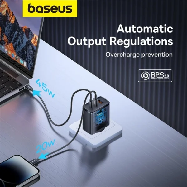 شارژر موبایل باسئوس مدل Cube Pro 2C+U 65W