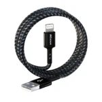 کابل لایتنینگ کینگ استار K120i مشکی با شارژ 2.1 آمپر در حالت رول شده