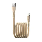 کابل لایتنینگ کینگ استار K130i طلایی رول شده با دو کانکتور عمودی و روکش PVC بافته