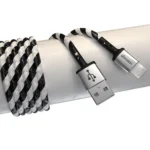 کابل شارژ میکرو USB سیبراتون S224A خاکستری-مشکی با جنس کنفی پرمیوم