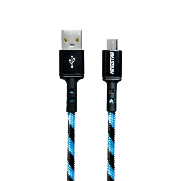کابل میکرو USB کینگ استار K120A با روکش کنفی بافته و شارژ 2.1 آمپر در حالت عمودی