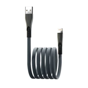 کابل لایتنینگ کینگ استار K130i دودی رول شده با دو کانکتور عمودی و روکش PVC بافته