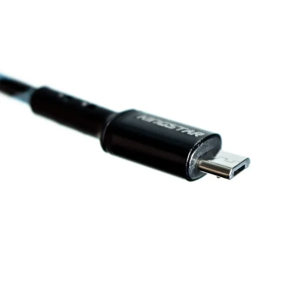 نمای نزدیک سوکت فلزی Micro USB کابل کینگ استار K120A با روکش کنفی بافته