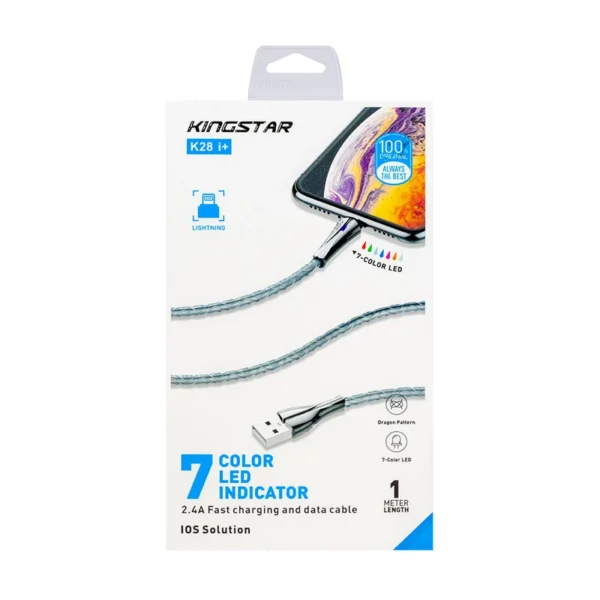 کابل شارژ کینگ استار مدل K28 i+ Lightning