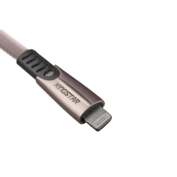 نمای سه‌بعدی سوکت Lightning کابل کینگ استار K130i رزگلد