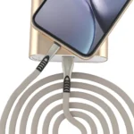 کابل لایتنینگ کینگ استار K130i بژ متصل به پاوربانک و آیفون