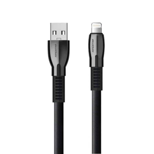 کابل لایتنینگ کینگ استار K345i مشکی با فست شارژ 2.4 آمپر در حالت عمودی
