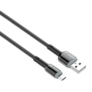 کابل میکرو USB کینگ استار K42A مشکی با دو کانکتور در نمای سه‌بعدی