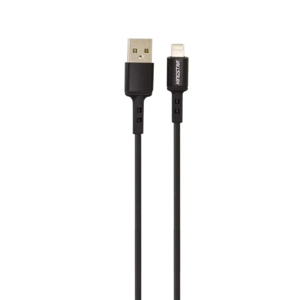 کابل لایتنینگ کینگ استار K72i مشکی با شارژ 2.1 آمپر در حالت عمودی