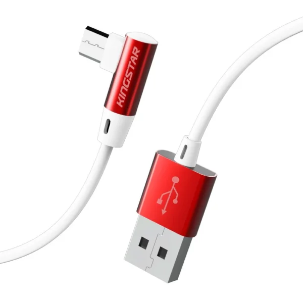 کابل اندروید کینگ استار K80A قرمز با کانکتور L شکل و شارژ 2.1 آمپر