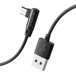 کابل میکرو USB کینگ استار K80A مشکی با طراحی زاویه‌دار L شکل و سوکت فلزی