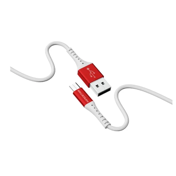 کابل اندروید کینگ استار K65A قرمز-سفید با طراحی بیونیک و شارژ 2.1 آمپر