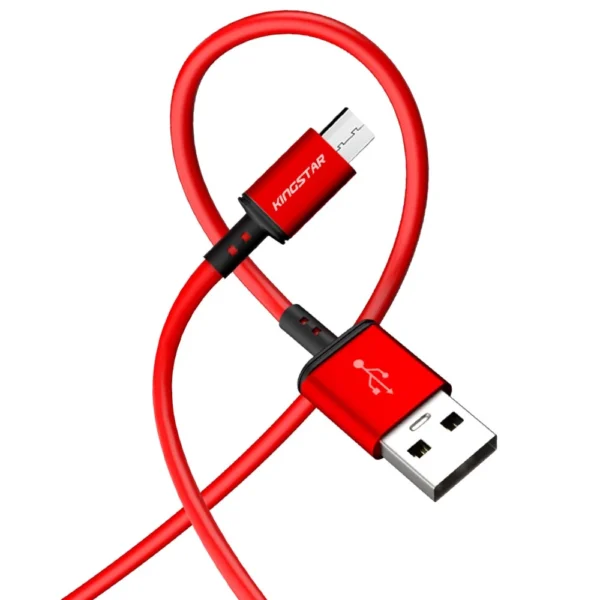 کابل اندروید کینگ استار K72A قرمز در حالت نیمه‌بسته با طول 110cm