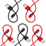 سه کابل اندروید کینگ استار K72A در رنگ‌های قرمز، سفید و مشکی