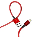 کابل آیفون کینگ استار K72i قرمز در حالت نیمه‌بسته با طول 120cm