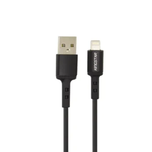 نمای نزدیک سوکت‌های فلزی USB و Lightning کابل کینگ استار K72i