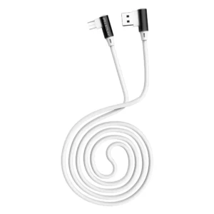 کابل میکرو USB کینگ استار K90A مشکی با طراحی زاویه‌دار L شکل و سوکت فلزی