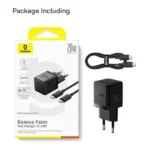 شارژر باسئوس مدل Palm Fast Charger 1C 20W به همراه کابل شارژ PD 60W