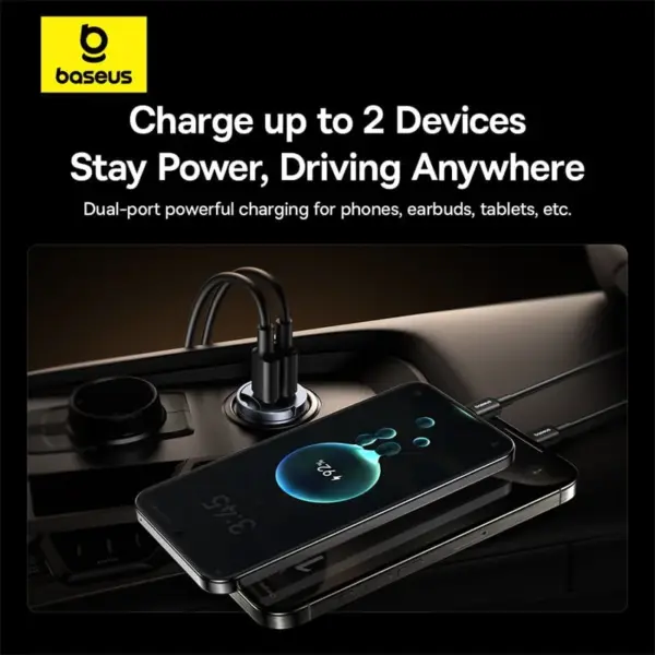 شارژر فندکی باسئوس مدل Tiny Star C+C 30W