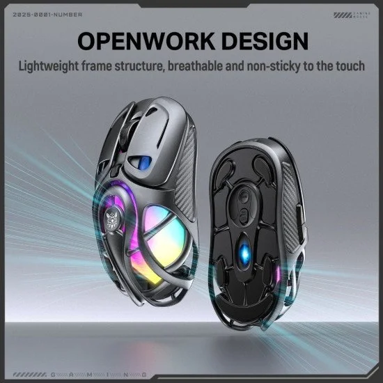 Onikuma Gaming Mouse DM02 Tri-Mode RGB خاکستری