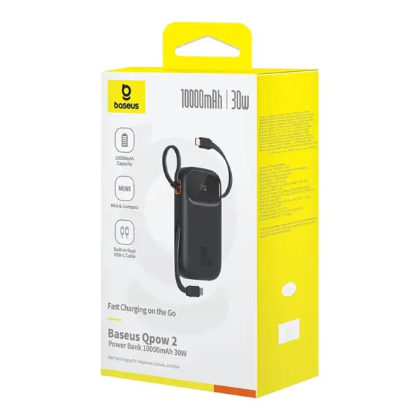 پاور بانک باسئوس با قابلیت صفحه دیجیتال مدل Baseus Qpow 2 30W مشکی