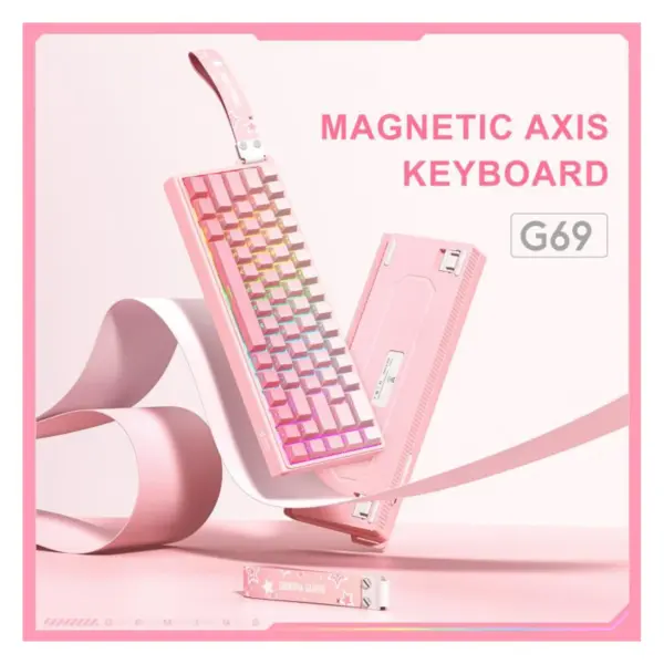 Onikuma Full Mechanical Keyboard G69 RGB صورتی
