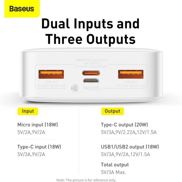 Baseus Bipow Digital Display Power Bank 30000mAh 20W سفید