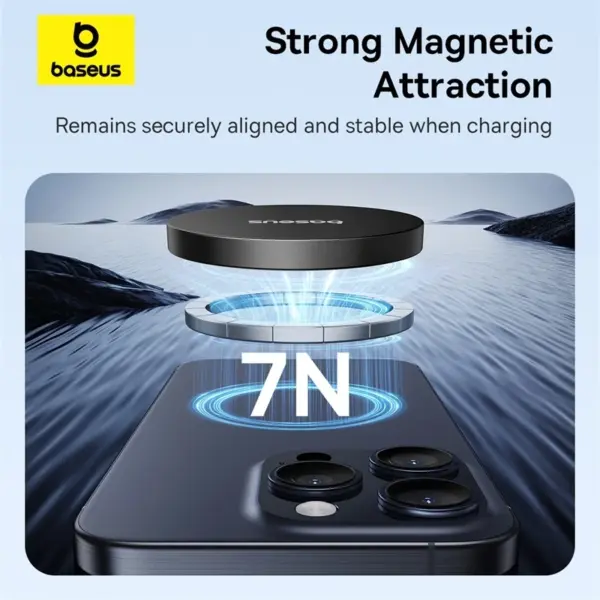 شارژر بی سیم باسئوس مدل Baseus Simple Mini4 Qi2 15w مشکی