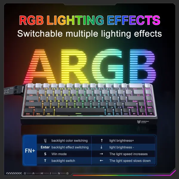 Onikuma Full Mechanical Keyboard G69 RGB مشکی