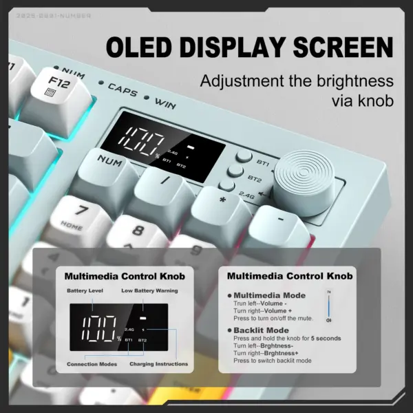 Onikuma Membrane G80 RGB Gaming Keyboard آبی روشن