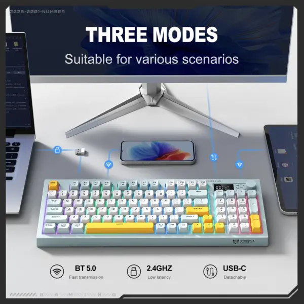 Onikuma Membrane G80 RGB Gaming Keyboard آبی روشن