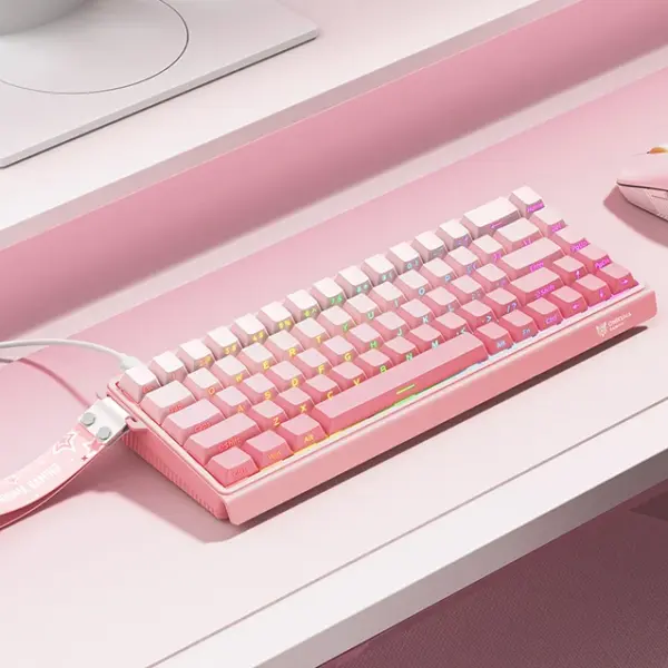 Onikuma Full Mechanical Keyboard G69 RGB صورتی