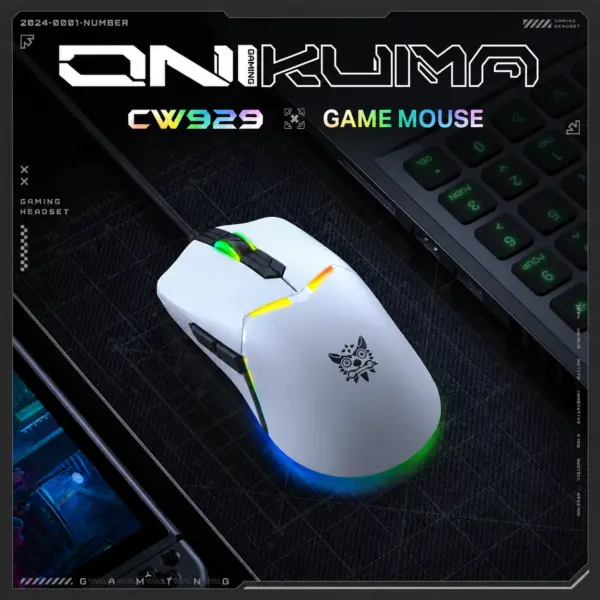 ماوس با سیم گیمینگ اونیکوما مدل Onikuma CW929 سفید