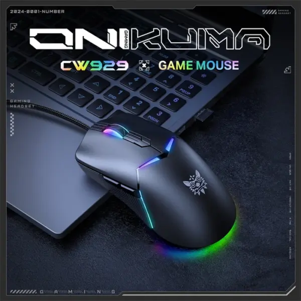 ماوس با سیم گیمینگ اونیکوما مدل Onikuma CW929 مشکی