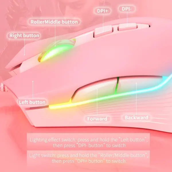 ماوس گیمینگ اونیکوما مدل Onikuma CW905 RGB صورتی