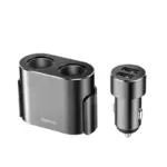 شارژر فندکی باسئوس مدل Baseus One to Two 80W مشکی