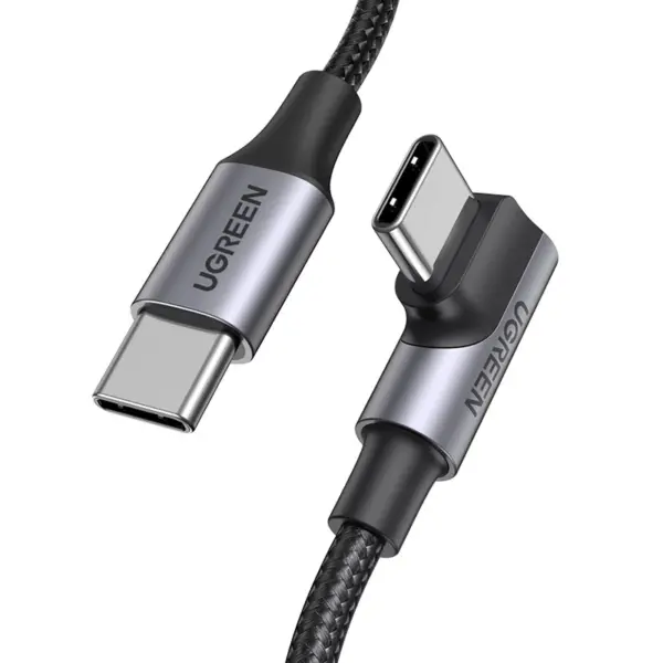 کابل تبدیل USB-C به USB-C زاویه دار مدل Ugreen US334 1M مشکی