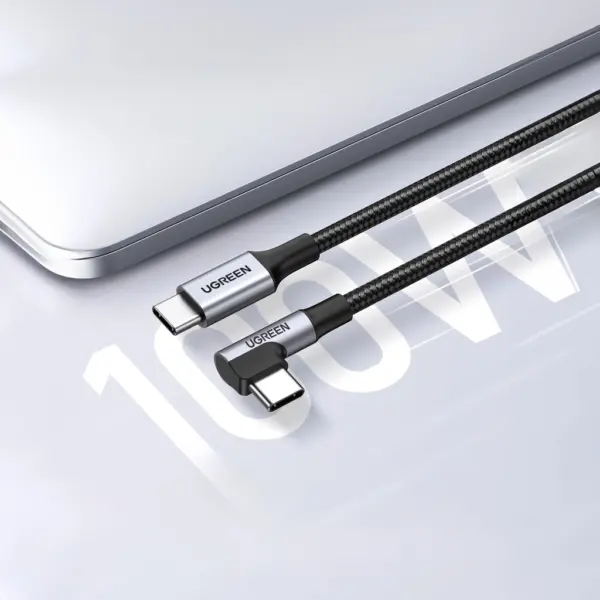 کابل تبدیل USB-C به USB-C زاویه دار مدل Ugreen US334 1M مشکی
