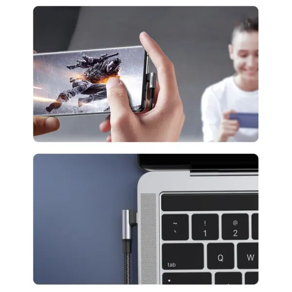 کابل تبدیل USB-C به USB-C زاویه دار مدل Ugreen US334 1M مشکی