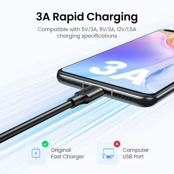 کابل شارژ USB-A به USB-C یوگرین مدل Ugreen US287 2M مشکی